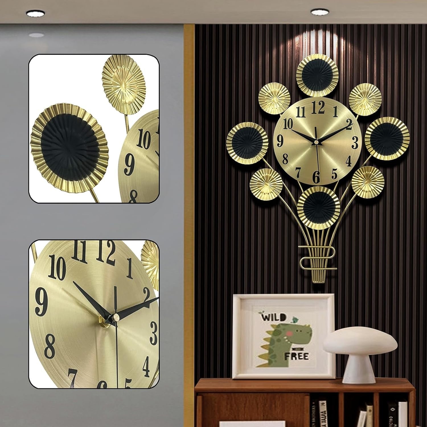 32cm Gold Balloon Wall Clock Modern 3D Silent Non-Ticking Quartz Décor for Home