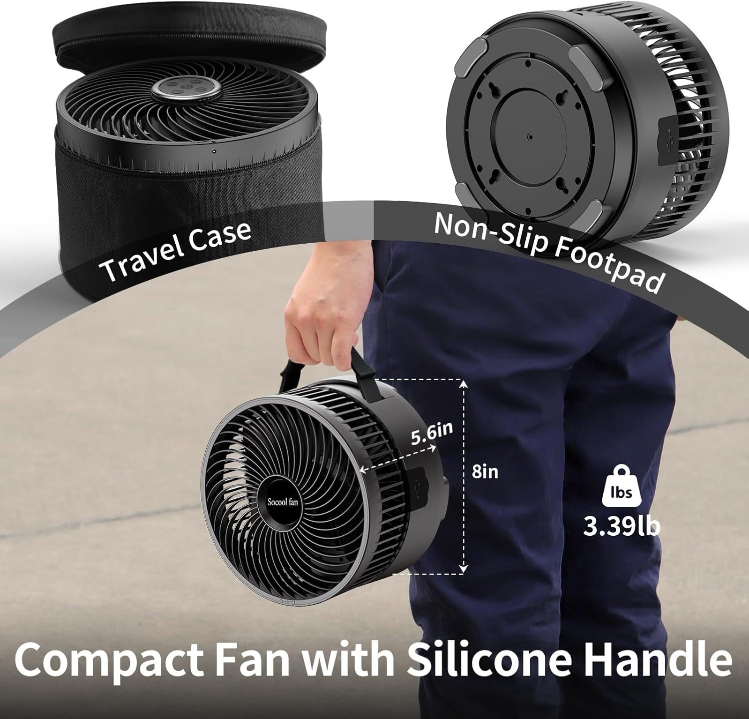8-Inch Foldable Rechargeable Fan – 20000mAh Battery w/ Remote & LED Light