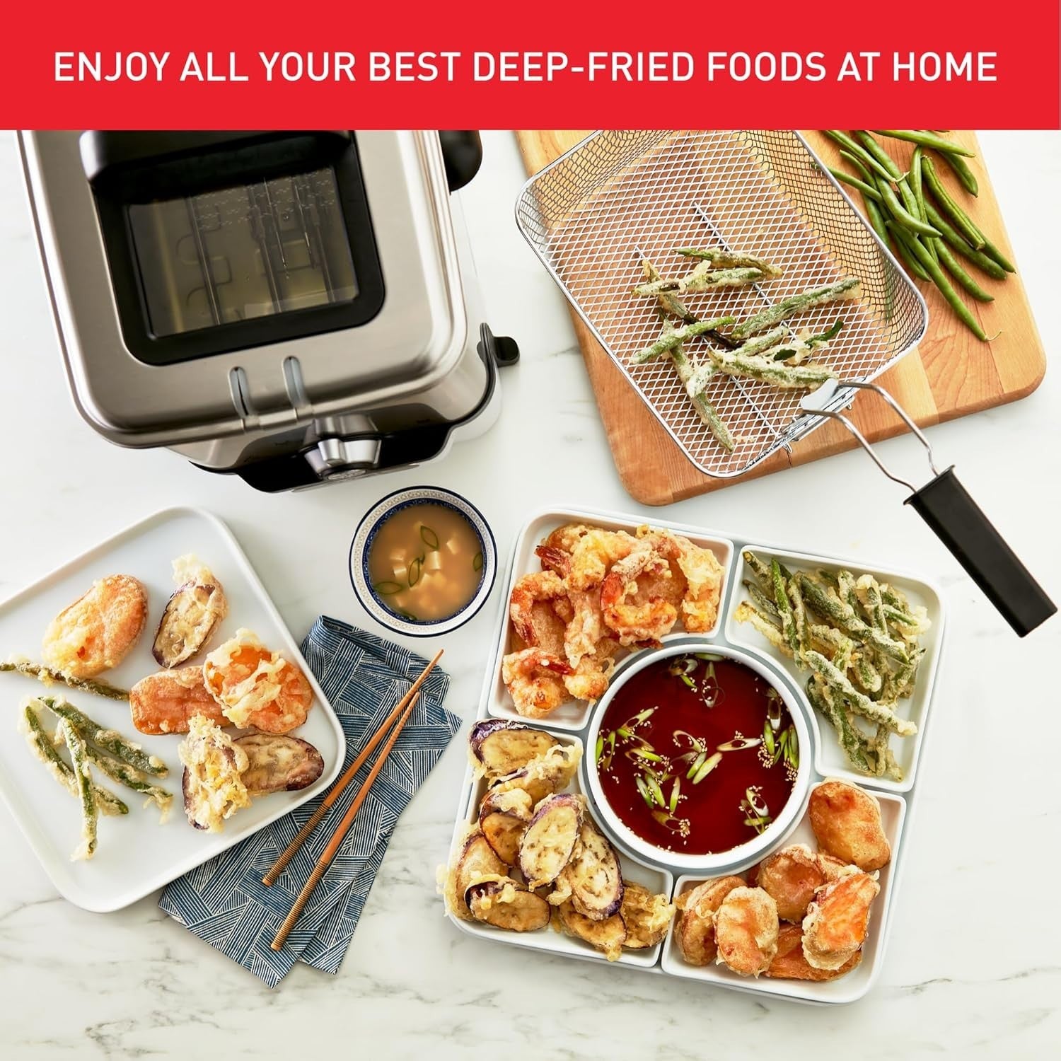 3.5L Deep Fryer 2300W Oil Filtration Storage Box Easy Clean 6 Portions