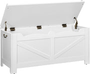 White Wooden Storage Chest with Lift-Top Lid – Large Hallway Bench Box