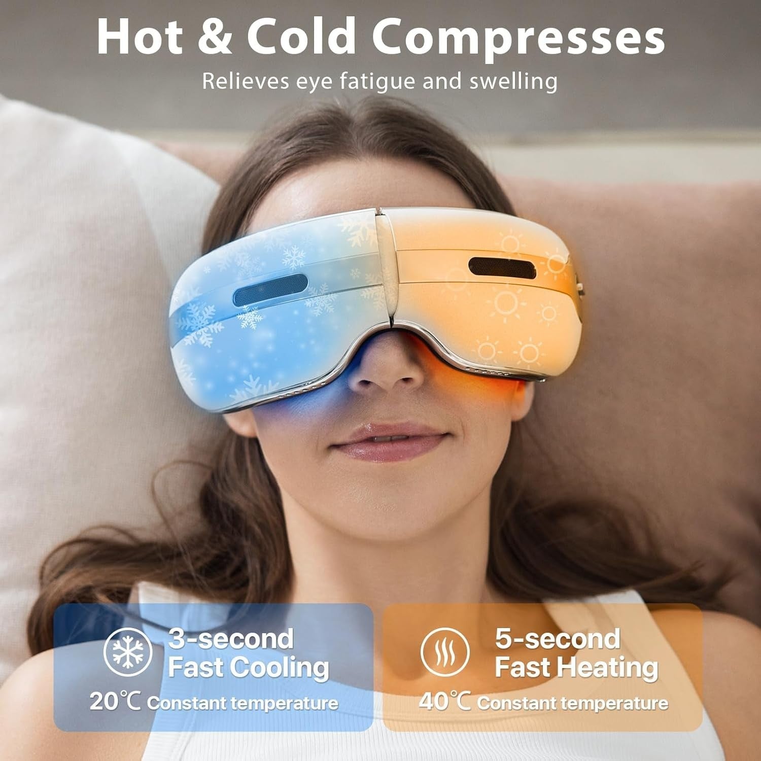 Hot Cold Eye Massager Air Compression Bluetooth Heat Cooling Relief