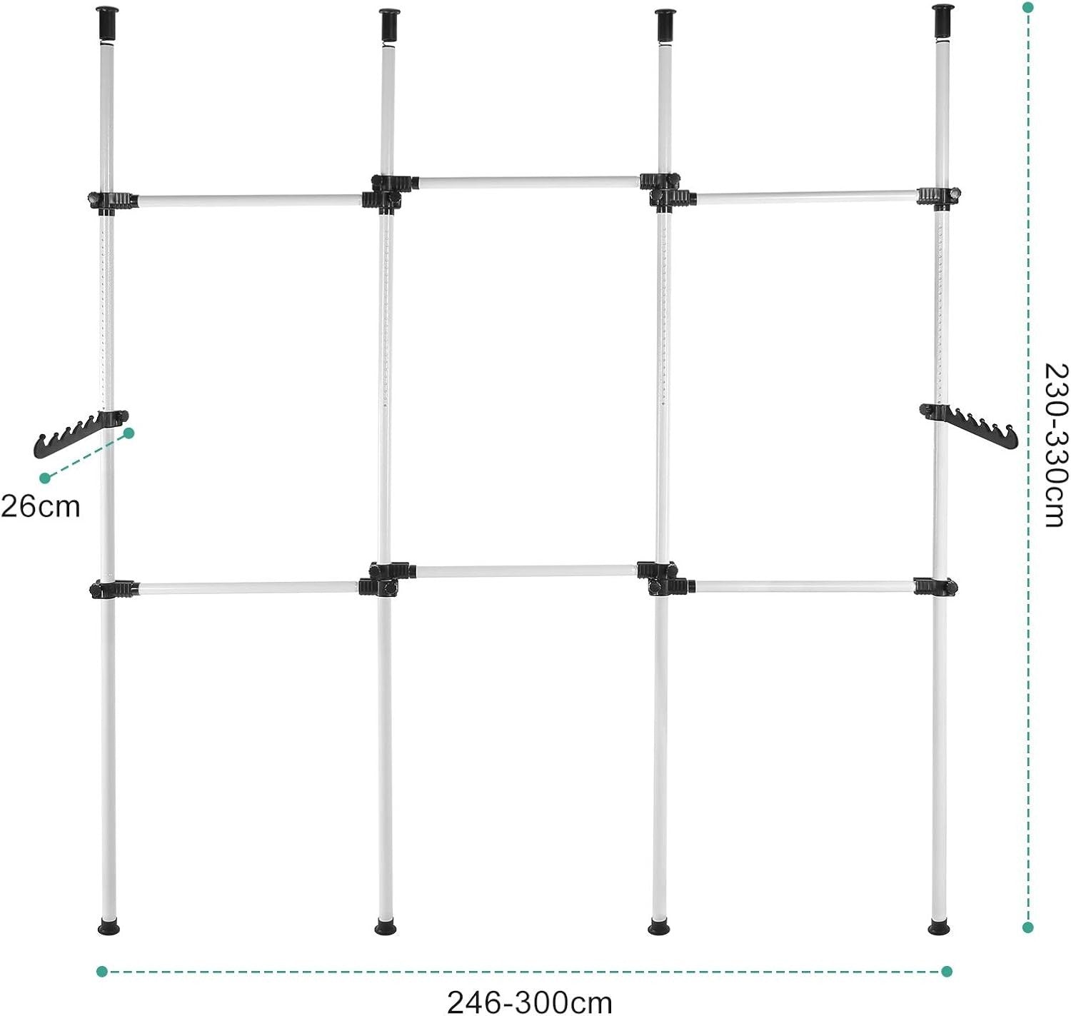 Heavy Duty Adjustable Telescopic Clothes Rack 4 Poles 6 Bars