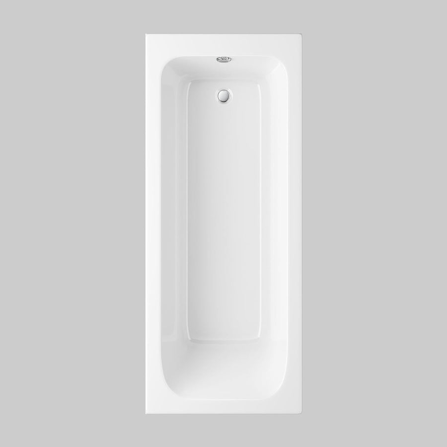 1700x700mm White Gloss Single Ended Straight Acrylic Bathtub with Feet