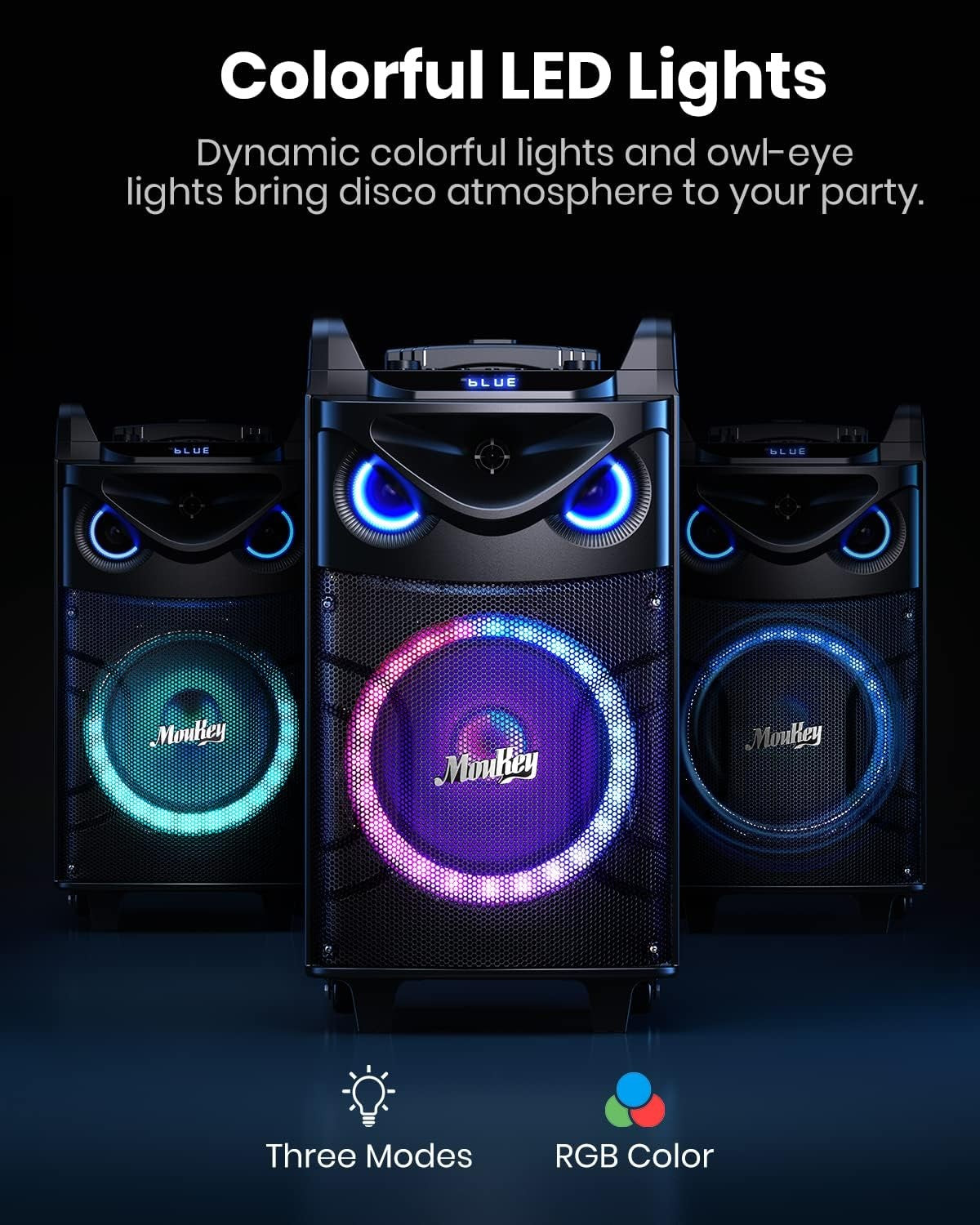 Portable Karaoke Speaker 10" Subwoofer 2 Wireless Mics
