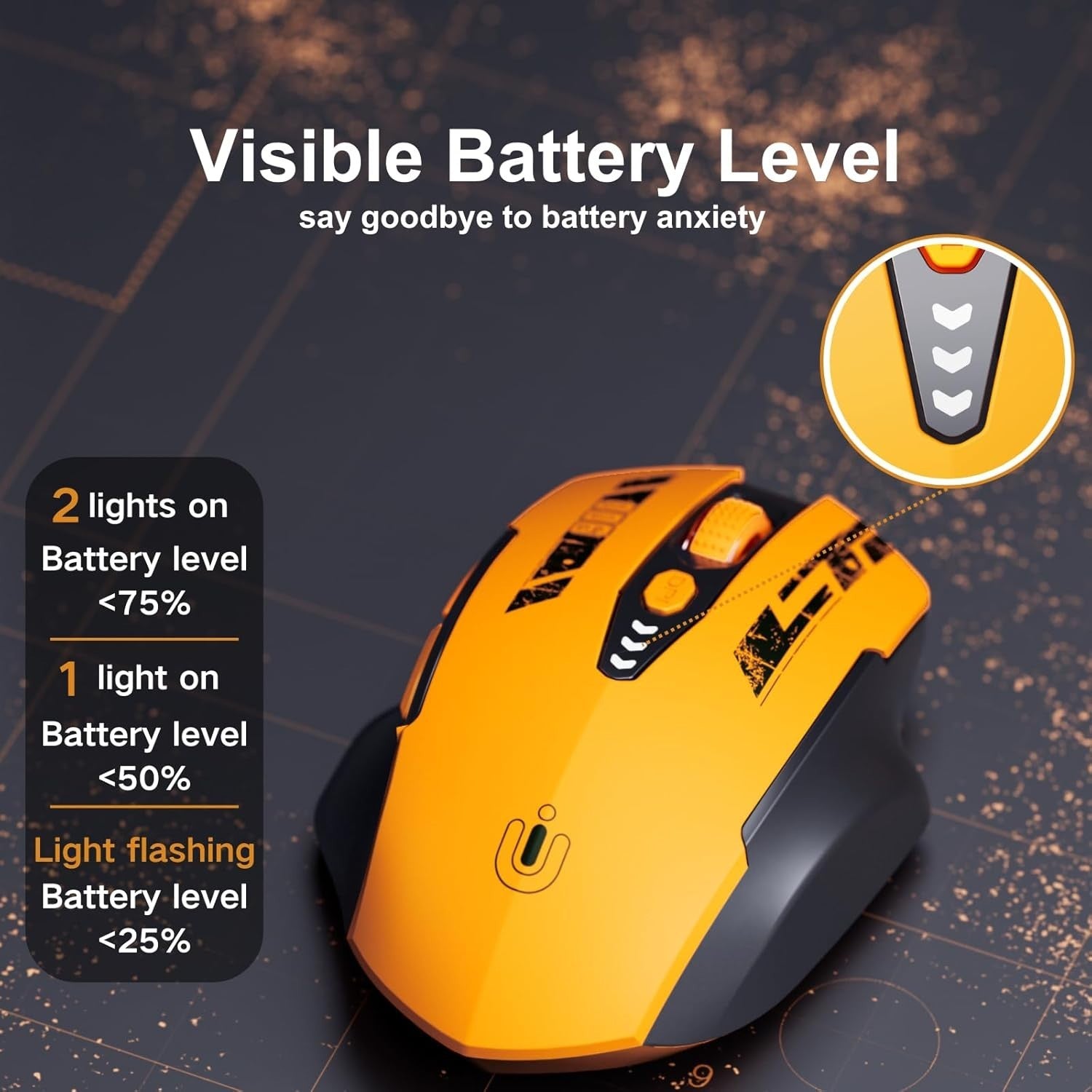 Rechargeable Wireless Mouse Battery Display Adjustable DPI USB Laptop PC