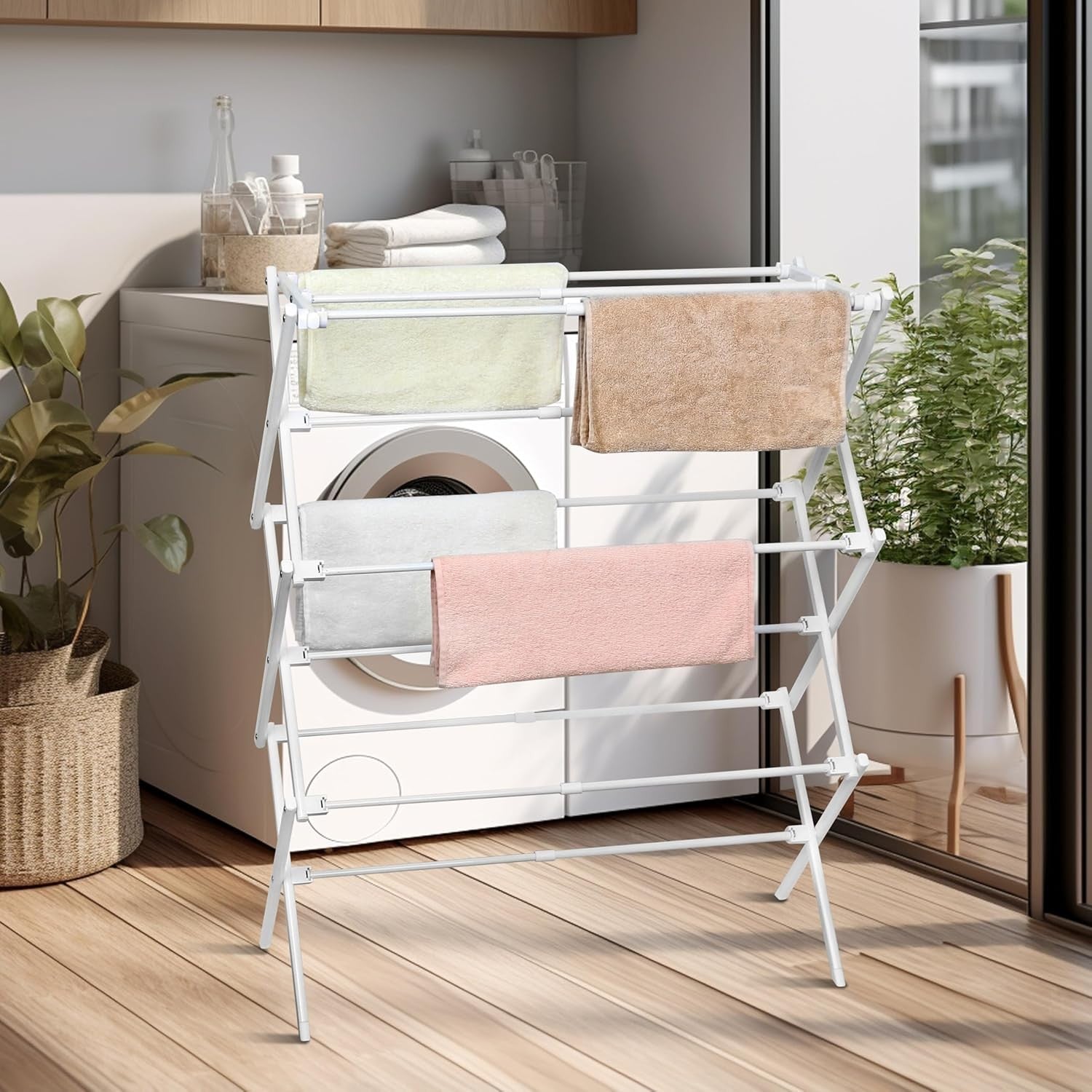 3 Tier Clothes Airer Indoor Drying Rack Foldable Space Saving Laundry Horse