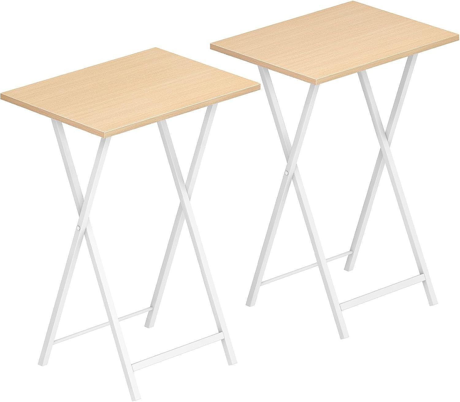 Folding Side Tables Set of 2 – Space-Saving Snack & Laptop Tray, Durable Metal
