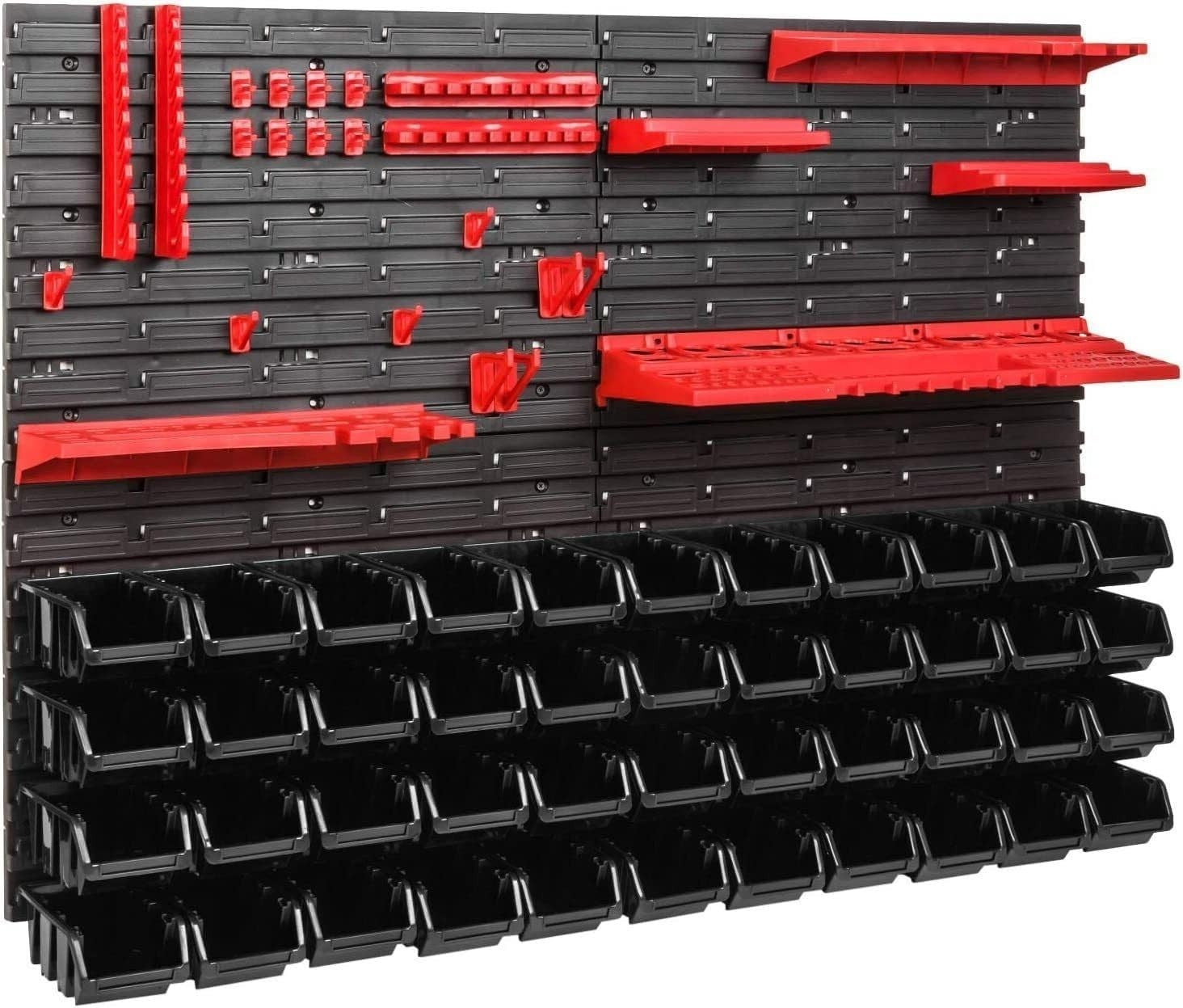 Garage Tool Peg Board Wall Storage Organizer Bin Rack Set