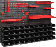 Garage Tool Peg Board Wall Storage Organizer Bin Rack Set