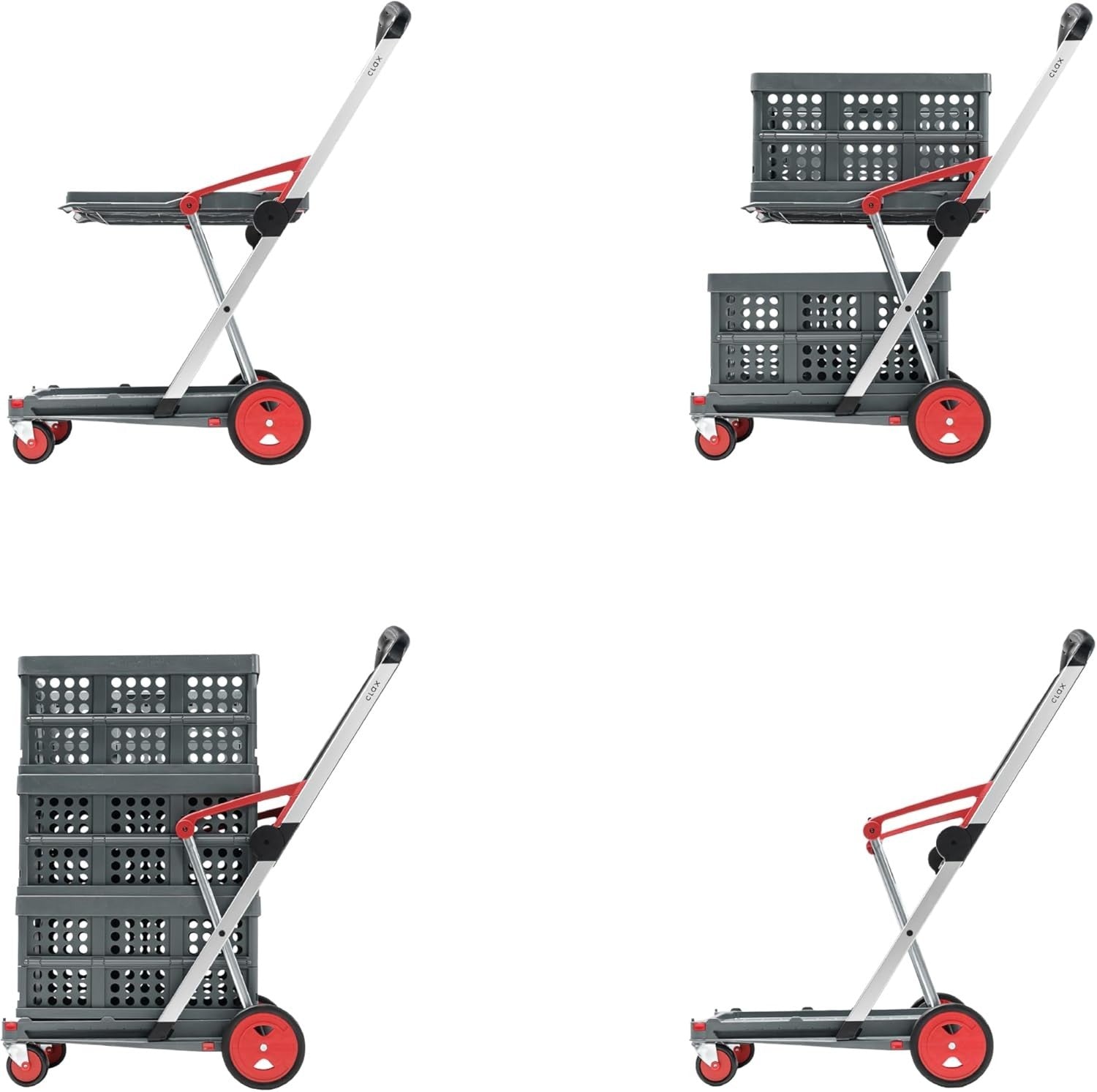 Premium Red Folding Cart Mobile Utility Trolley with 2 Boxes