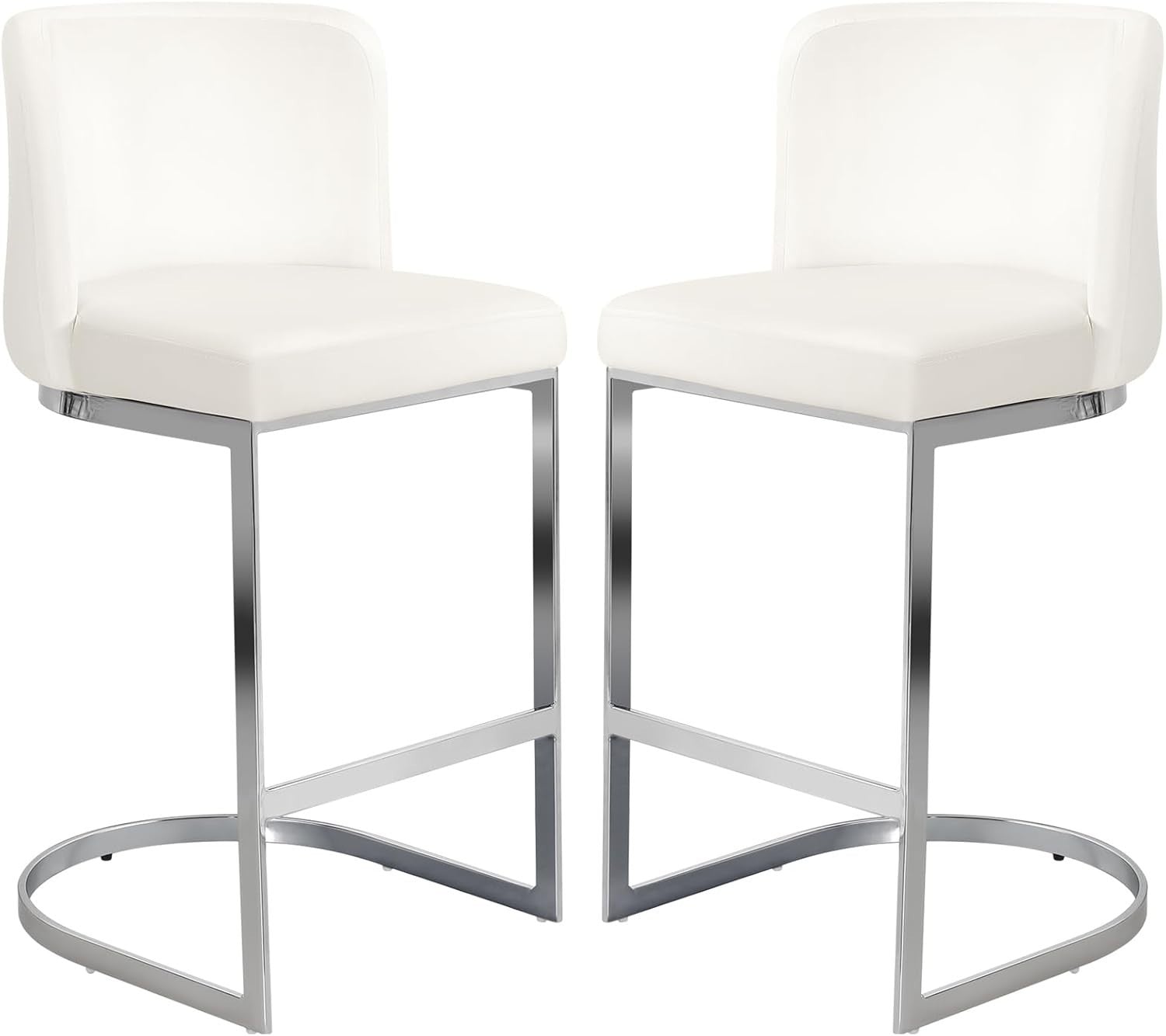 Blonde White PU Bar Stools Set of 2 – Modern Counter Chairs