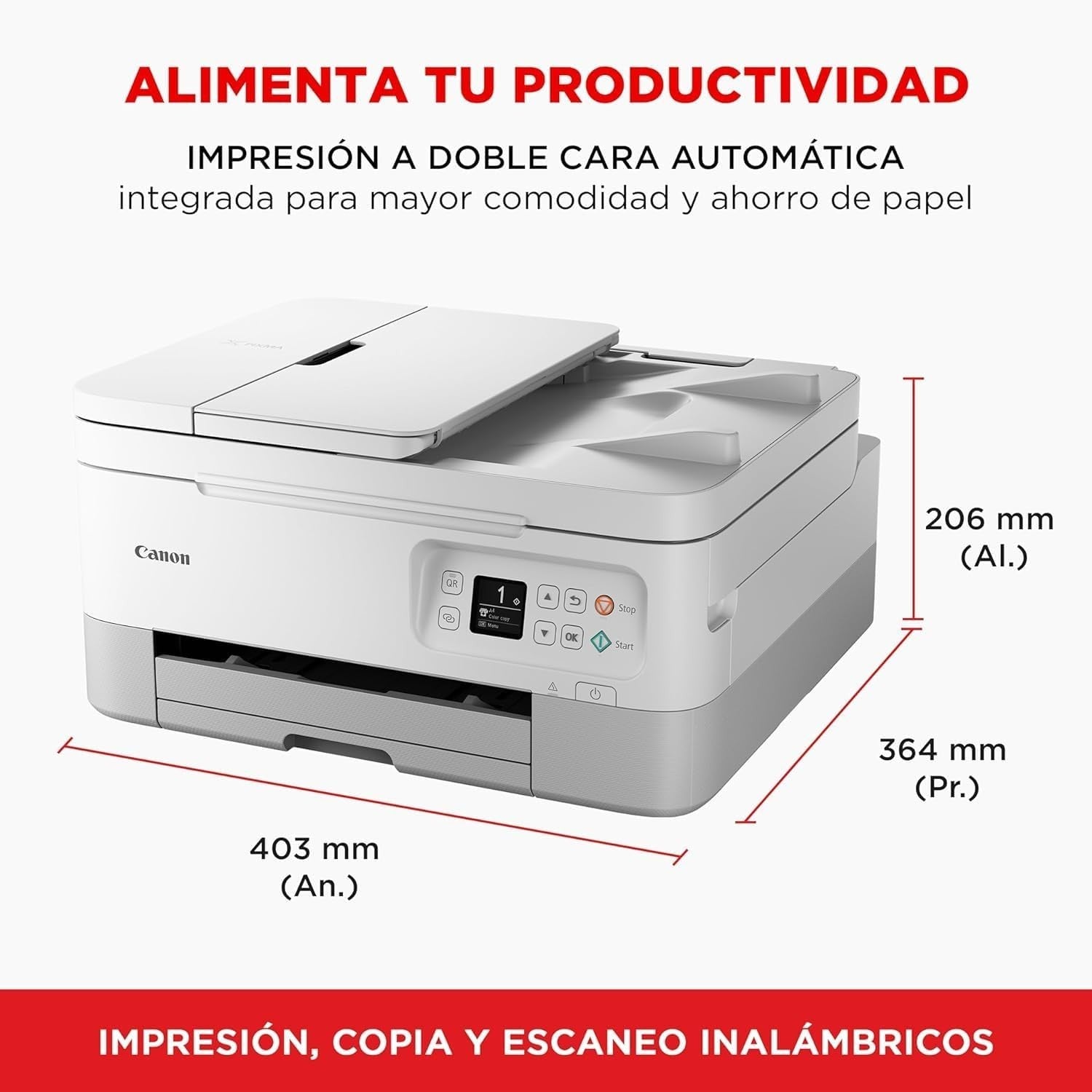 A4 3-in-1 Wireless Printer with Borderless Photo Printing - White