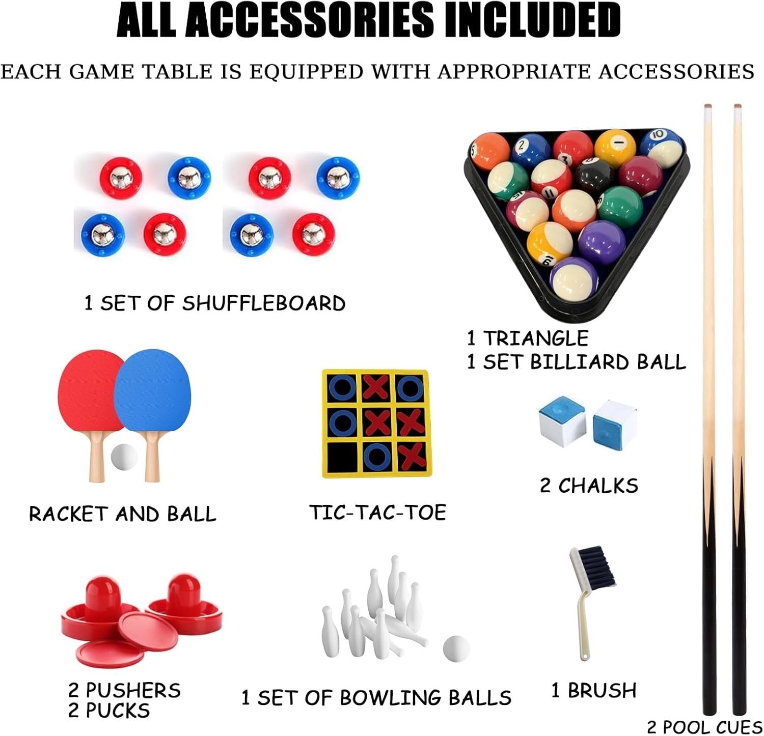 6 in 1 Folding Game Table Pool Hockey Tennis Bowling Family Arcade