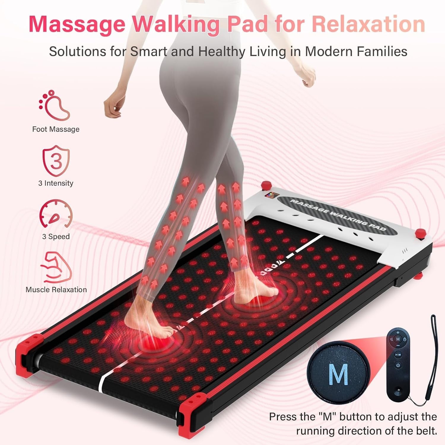 Dual-Function Under Desk Treadmill & Foot Massage | Home/Office Fitness