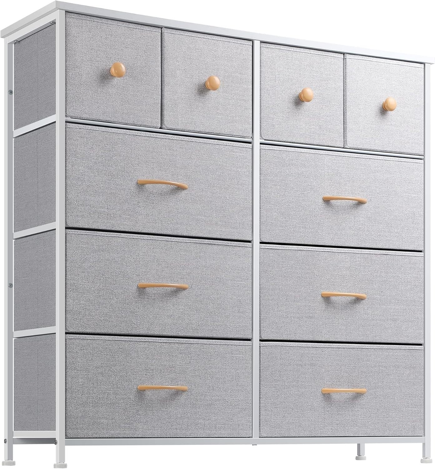 Tall Fabric Chest of Drawers 10 Drawer Storage Unit for Bedroom Hallway