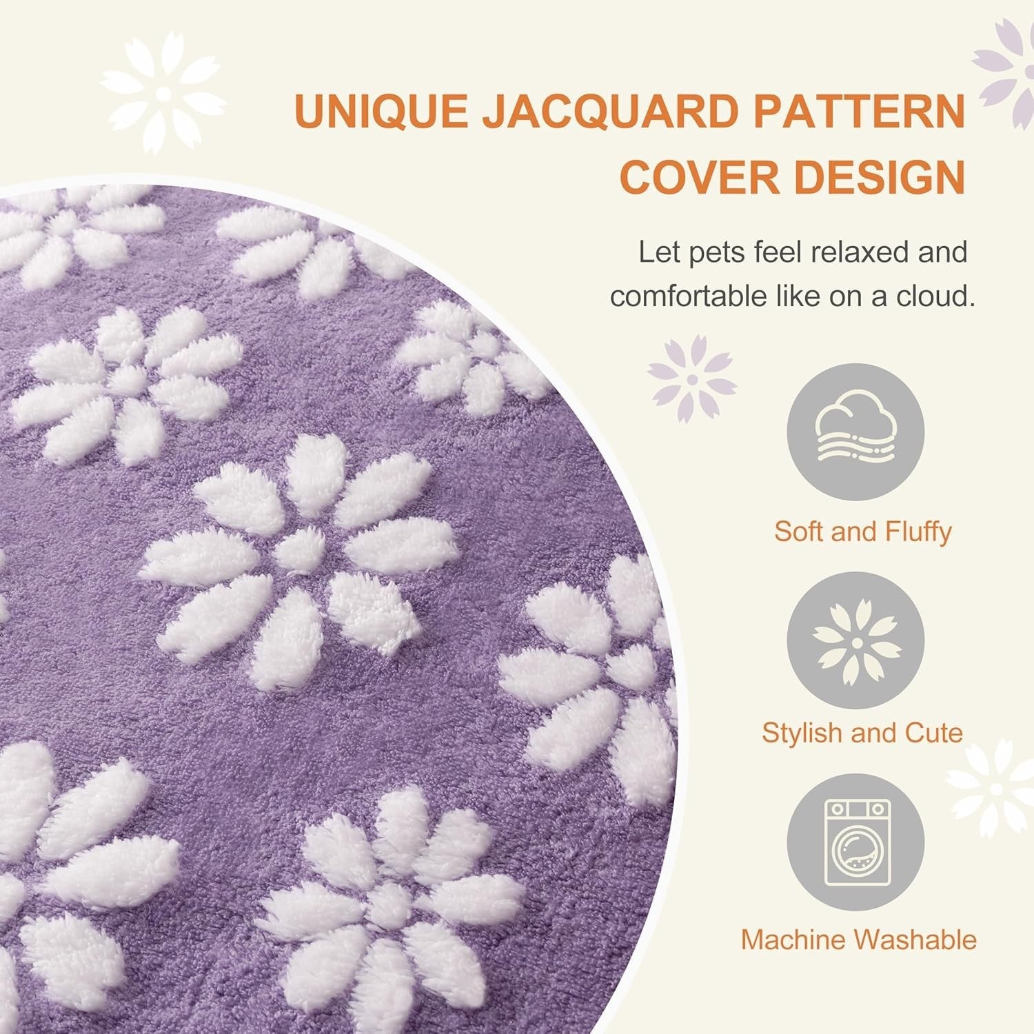 XL Dog Bed 104x71cm Washable Crate Mattress Purple