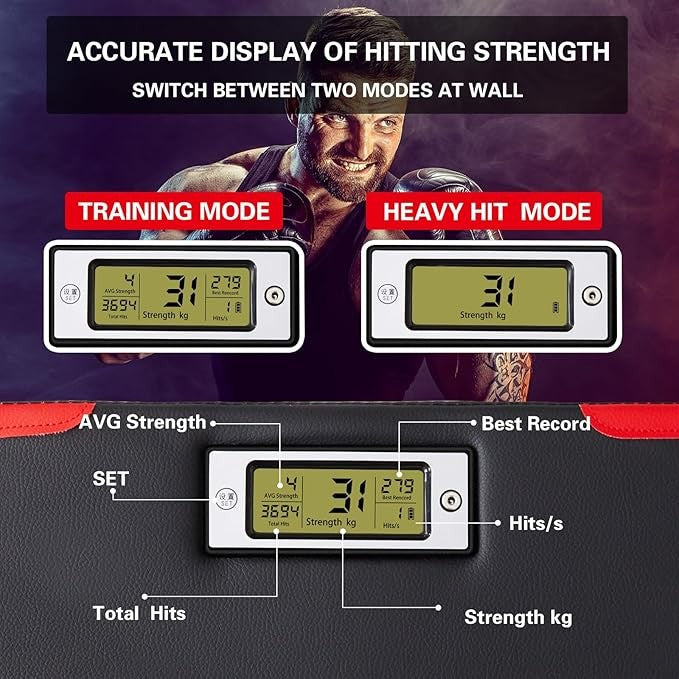 Wall Mounted Punch Strength Tester LCD Impact Boxing Pad Home Training