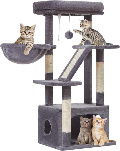 98cm Cat Tower Indoor Scratching Post with Condo Hammock & Perch