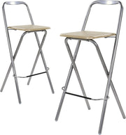 Folding Bar Stool Set 2 Natural – Compact Kitchen & Home Chairs