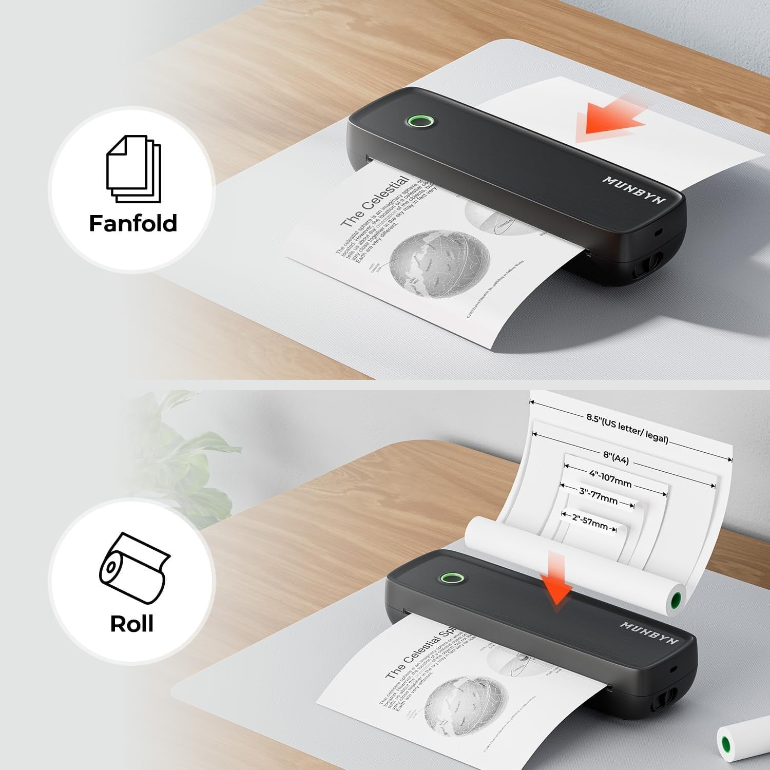 Portable A4 Thermal Printer Black Bluetooth USB-C Inkless Mobile Printer