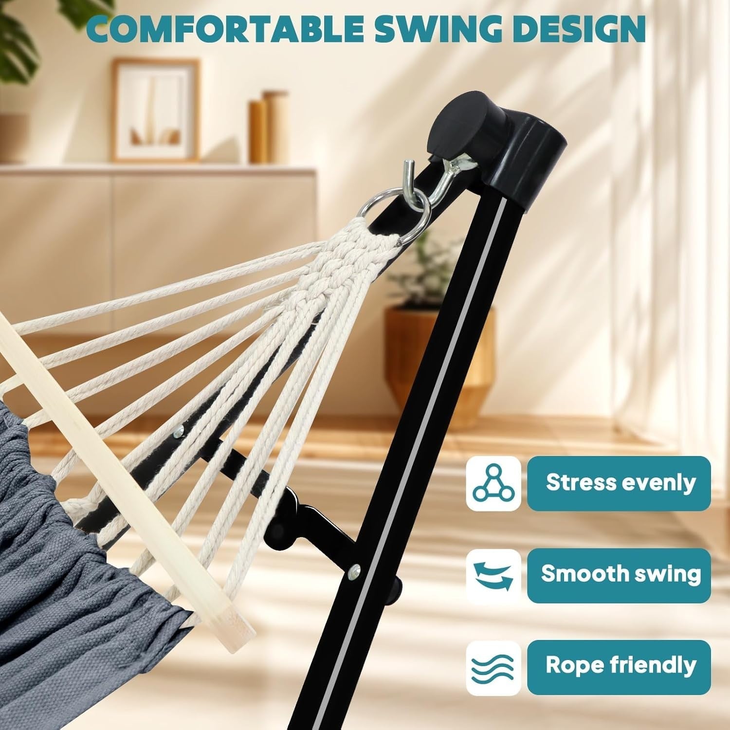 Foldable Hammock with Stand Outdoor Indoor Garden Chair Bed 150kg Max