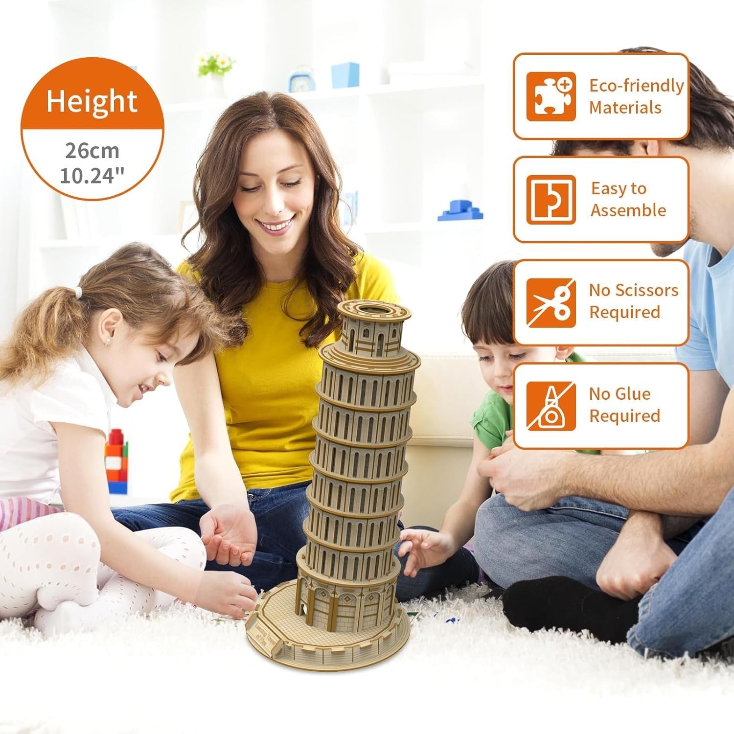 3D Wooden Leaning Tower of Pisa Puzzle, DIY Craft Kit, Fun Home Decor