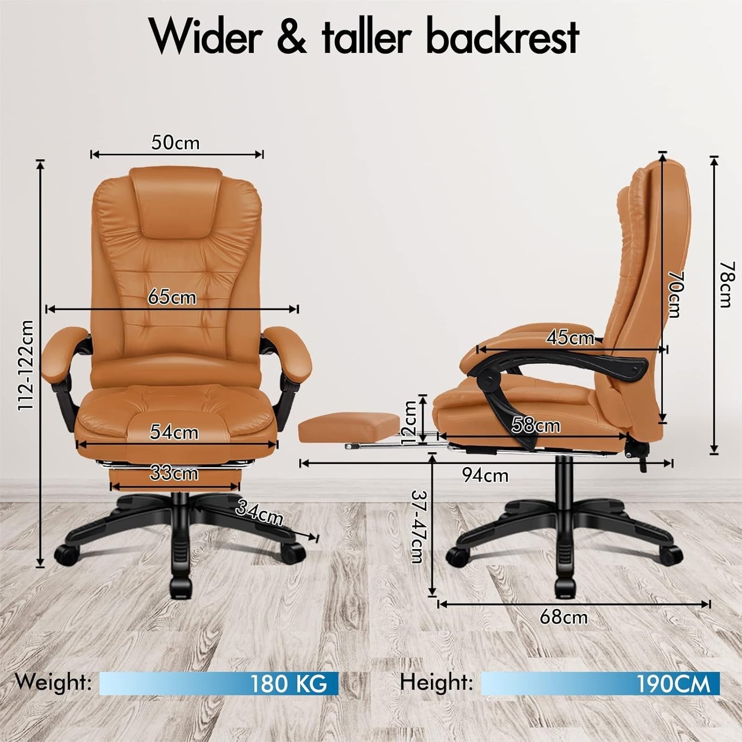 Brown Massage Office Chair Heated 8-Point Recliner Footrest Ergonomic PU