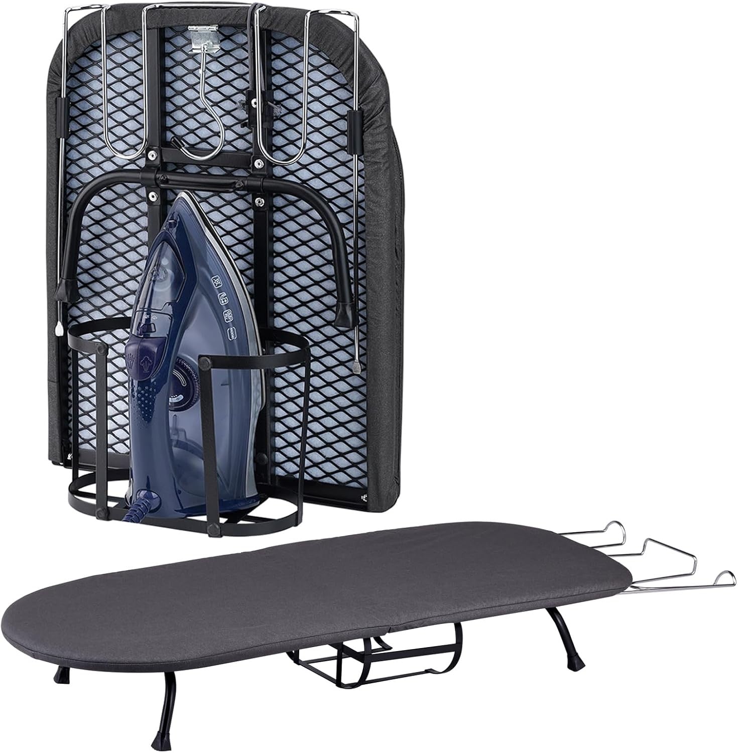Portable Tabletop Ironing Board with Iron Rest Foldable Travel Black 80x30cm