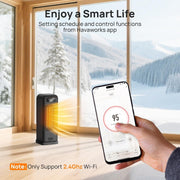 1500W Smart Tower Heater WiFi Voice Control Energy Efficient Black