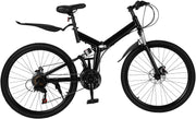 26" Folding Mountain Bike 21 Speed Mens Full Suspension Disc Brake