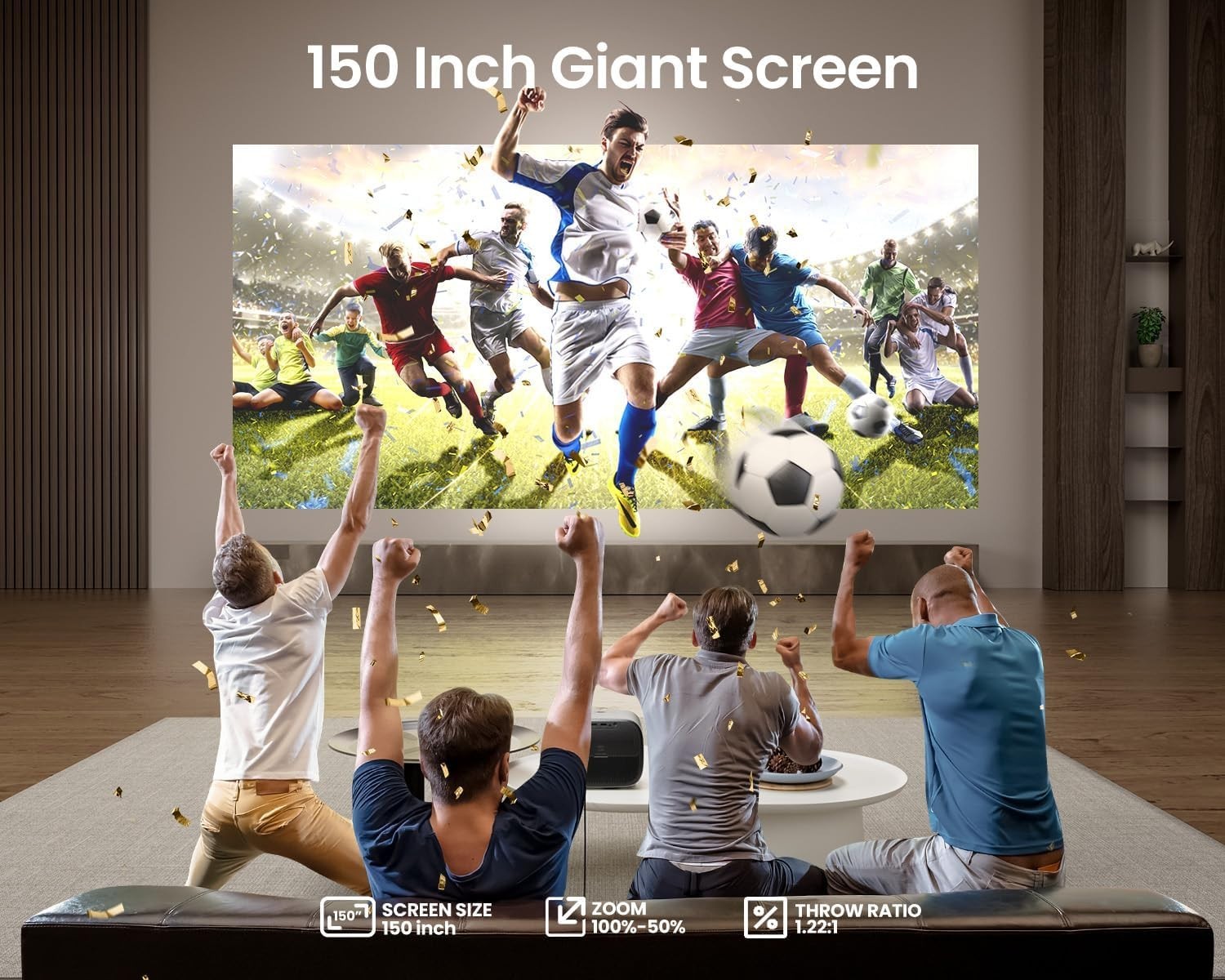 Android TV 1080P Projector 600 ANSI Netflix Dolby HDR 4K Support