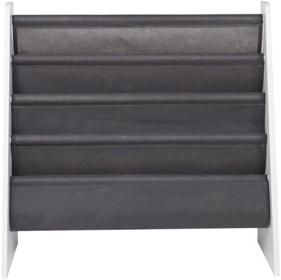 Kids 4 Tier Sling Bookshelf MDF & Fabric Book Storage Rack Grey