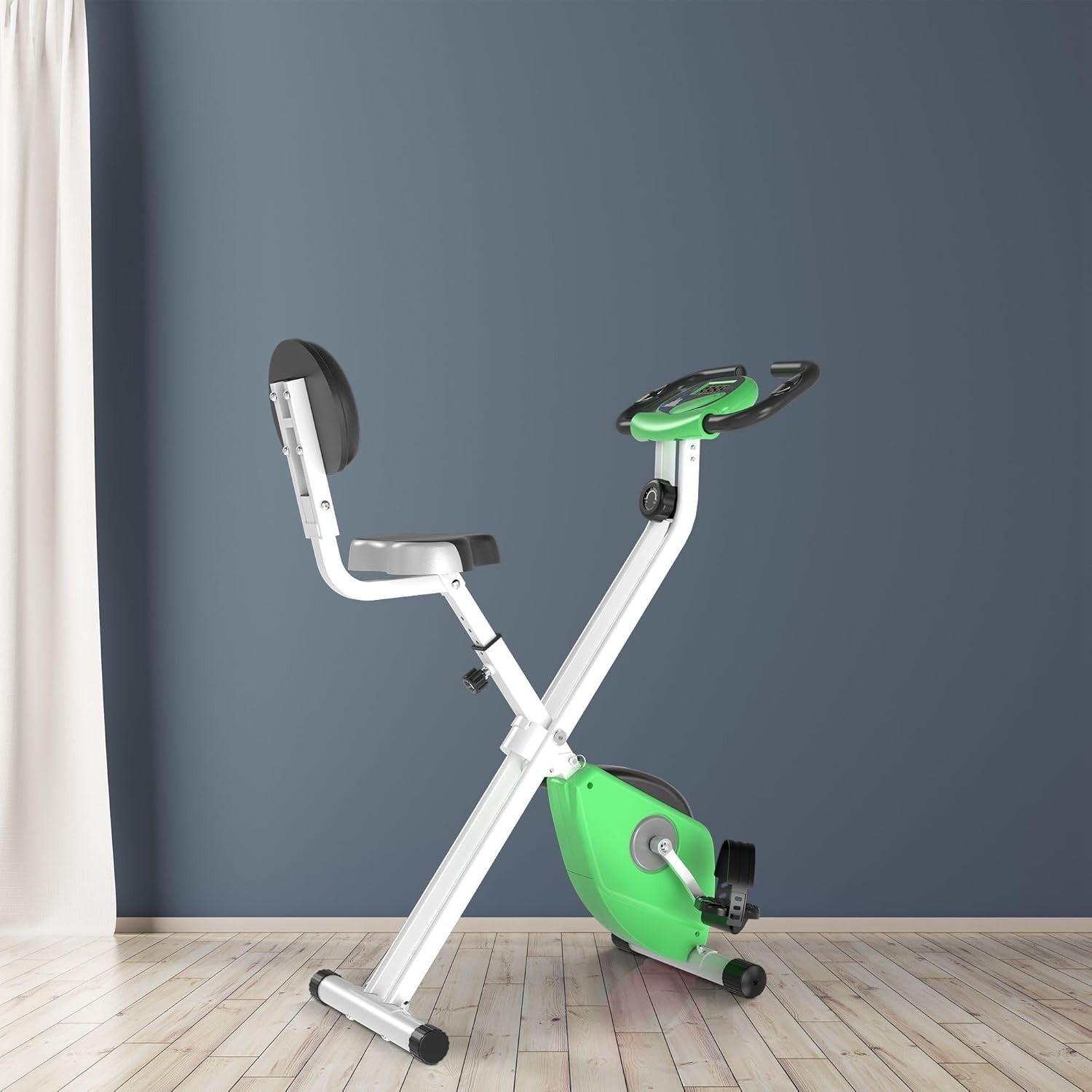 Folding Exercise Bike Green 8-Level Magnetic Resistance LCD Pulse Sensor