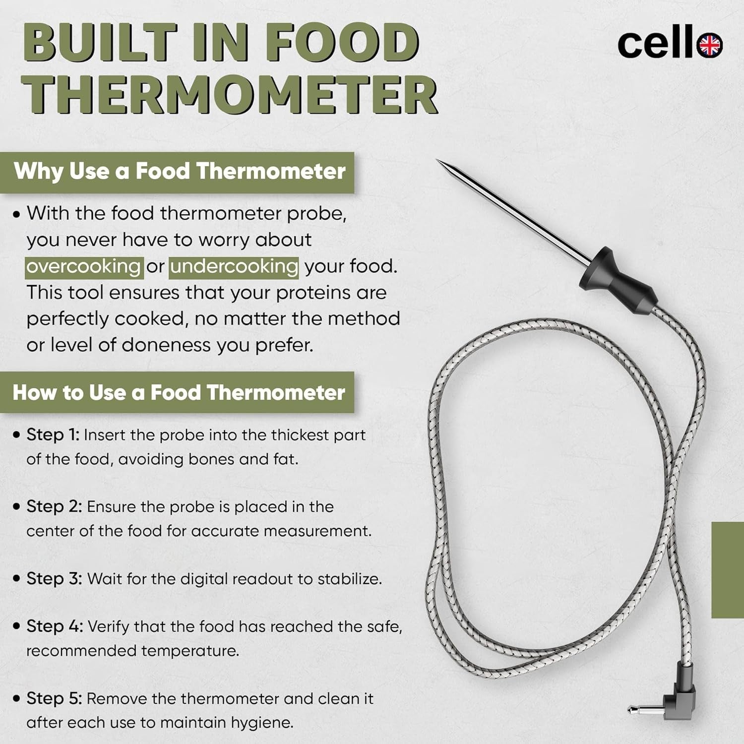 4L White Digital Air Fryer 1400W | ProChef Thermometer | 8 Presets | Compact