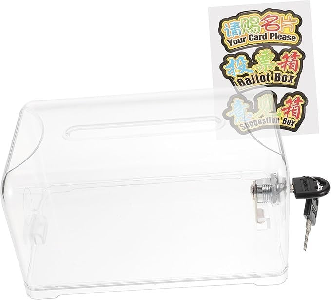 Clear Acrylic Donation Box with Lock – Secure Ballot Fundraising Suggestion Drop