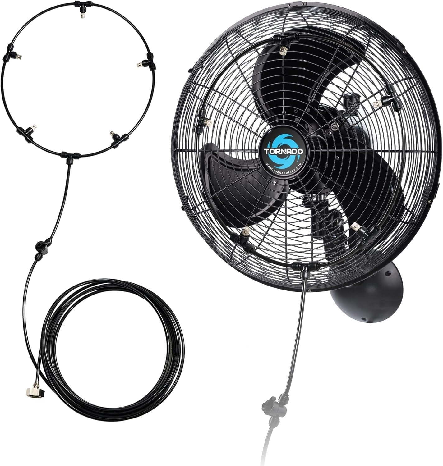 16-Inch Outdoor Wall Fan – 3-Speed Misting Cooling System for Patio & Greenhouse