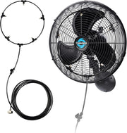 16-Inch Outdoor Wall Fan – 3-Speed Misting Cooling System for Patio & Greenhouse