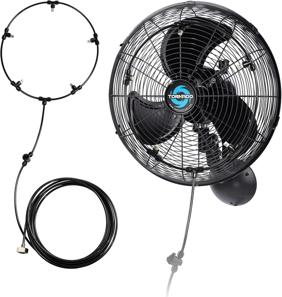 16-Inch Outdoor Wall Fan – 3-Speed Misting Cooling System for Patio & Greenhouse