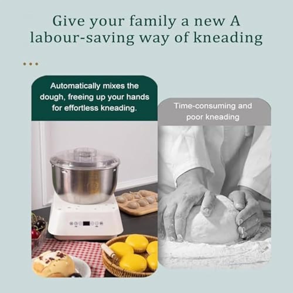 5L Electric Dough Mixer Automatic Kneading Fermentation Stainless Steel