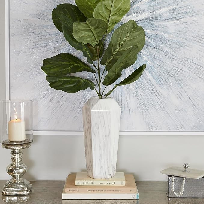 Tall White Stoneware Vase Modern Minimalist Floor Decor 14in Home Accent