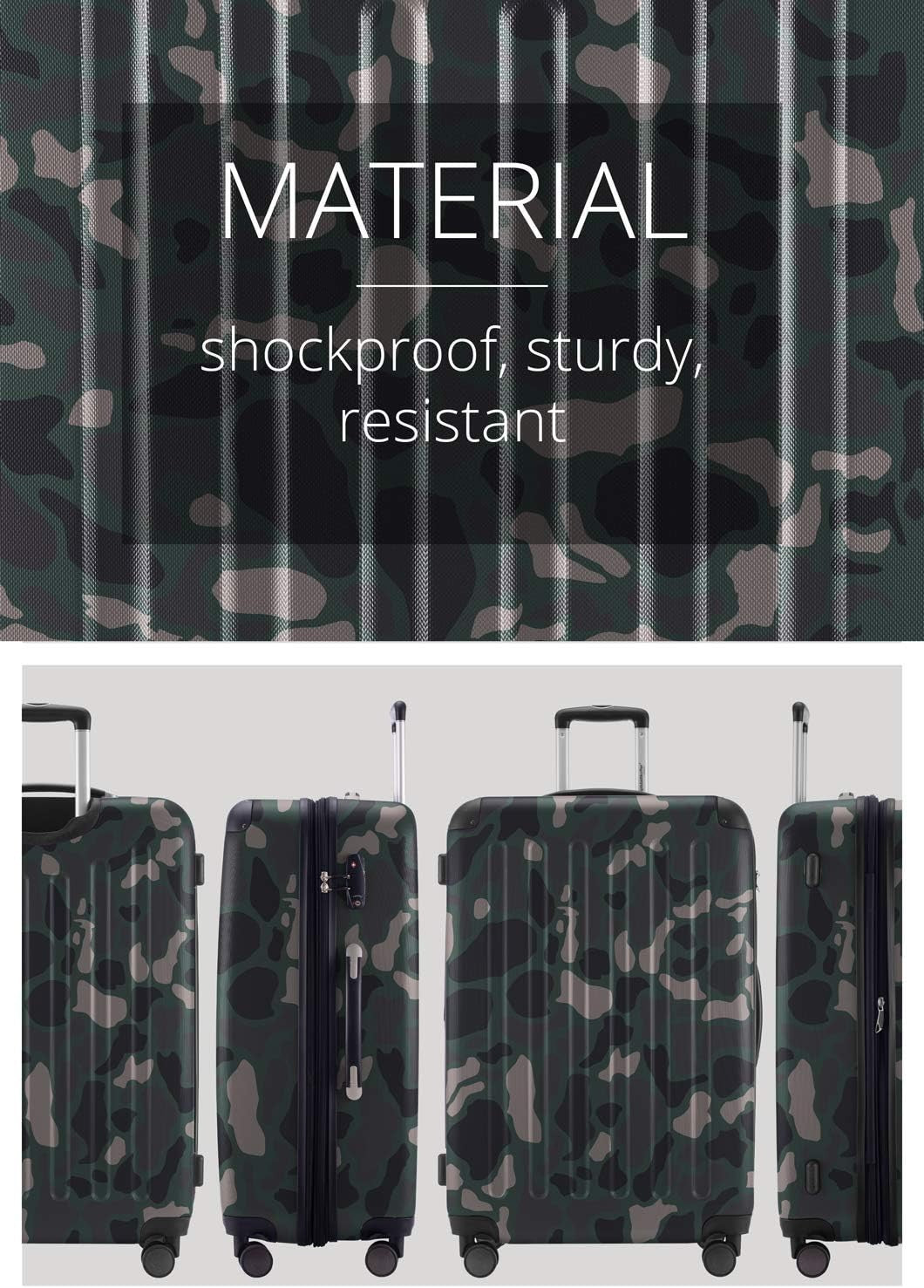 Large Expandable Hard Shell Suitcase 75cm 119L TSA Lock Spinner Camo