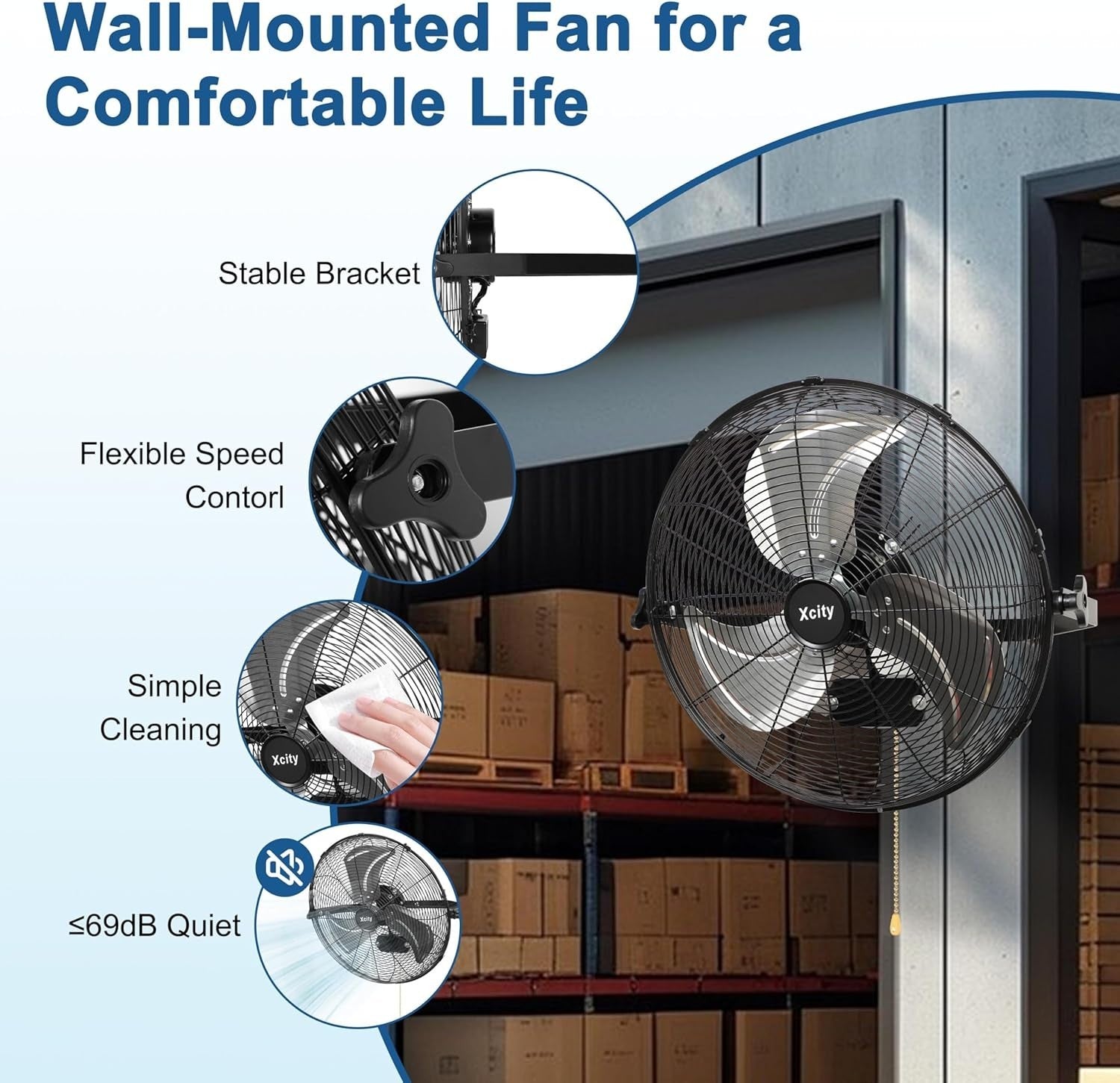 48-Inch Industrial Wall Fan – 3-Speed Heavy Duty Aluminium Blades for Garage