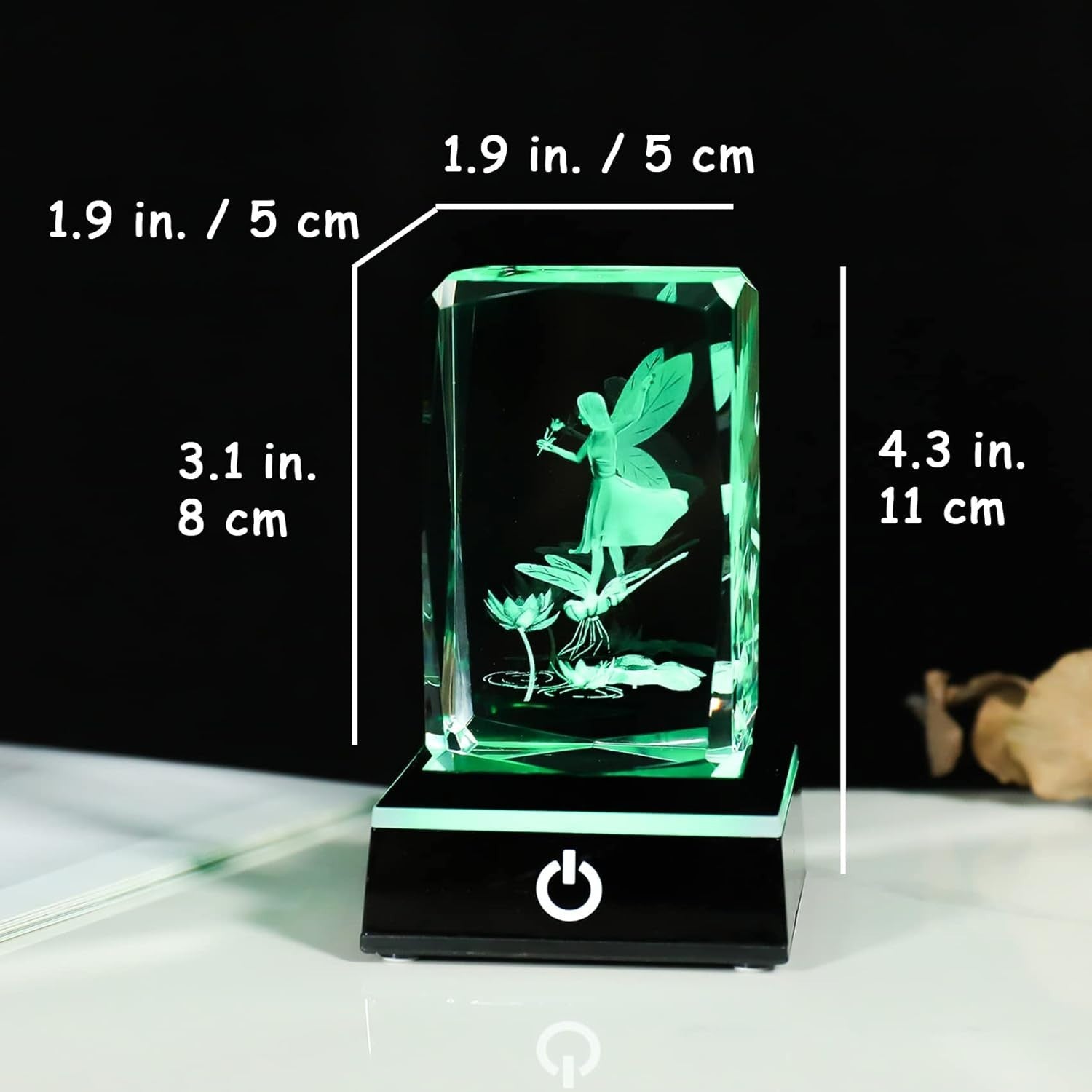 3D Crystal Fairy & Dragonfly LED Light Cube Ornament Gift for Women Girls