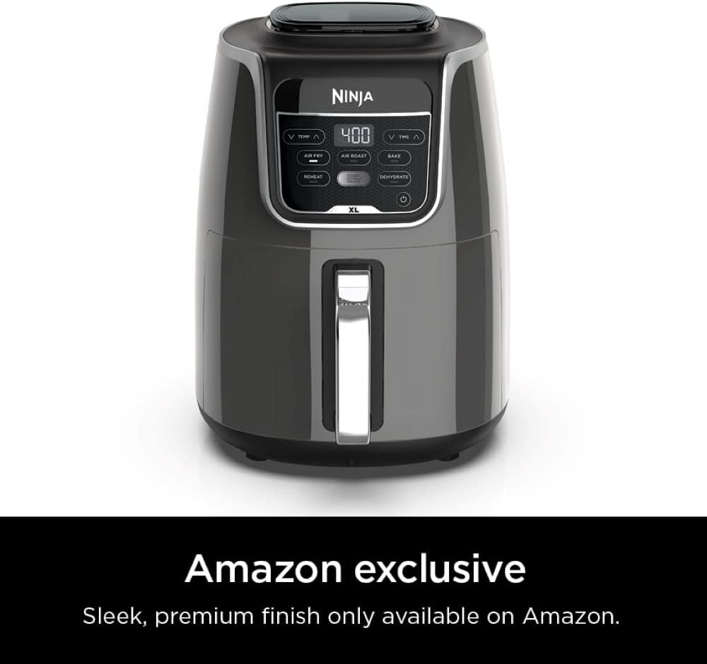 Max XL Air Fryer 5.5QT 6-in-1 Crisp Roast Bake Reheat Dehydrate Gloss Grey