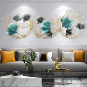Large Metal Ginkgo Leaf Wall Art Gold 150x50cm 3D Sculpture
