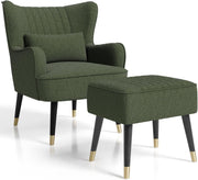 Teddy Fleece Armchair with Footstool, Lounge Chair for Bedroom Office