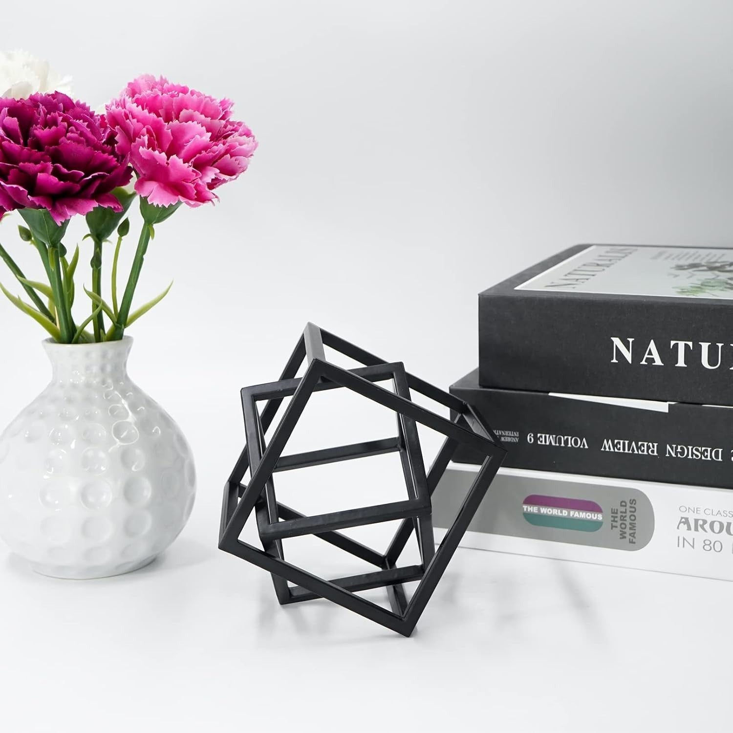 Modern Geometric Cube Sculpture • Black Cast Iron Art Decor