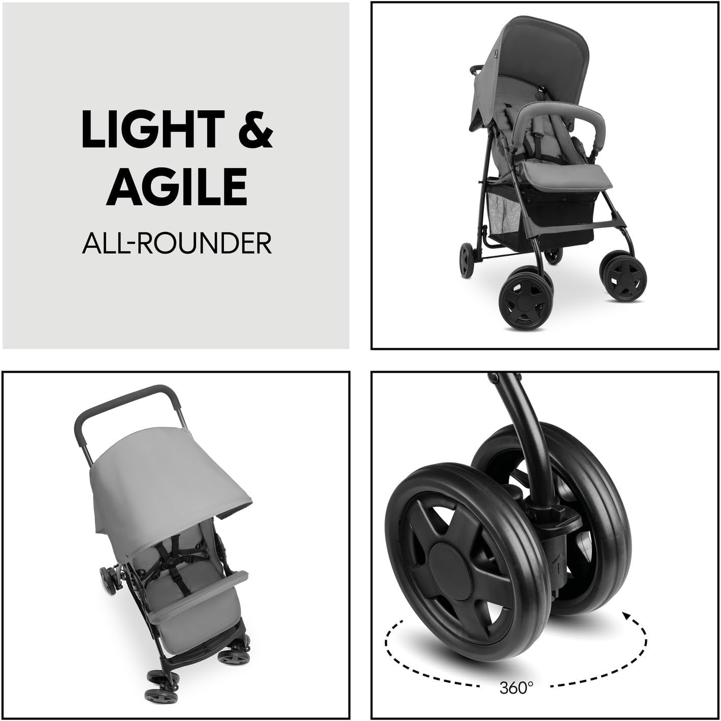 Grey Travel Pushchair Ultra Lightweight 5.9kg Compact Fold Buggy from Birth
