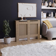 Medium MDF Radiator Cover 111cm Unpainted Slatted Heating Cabinet Modern