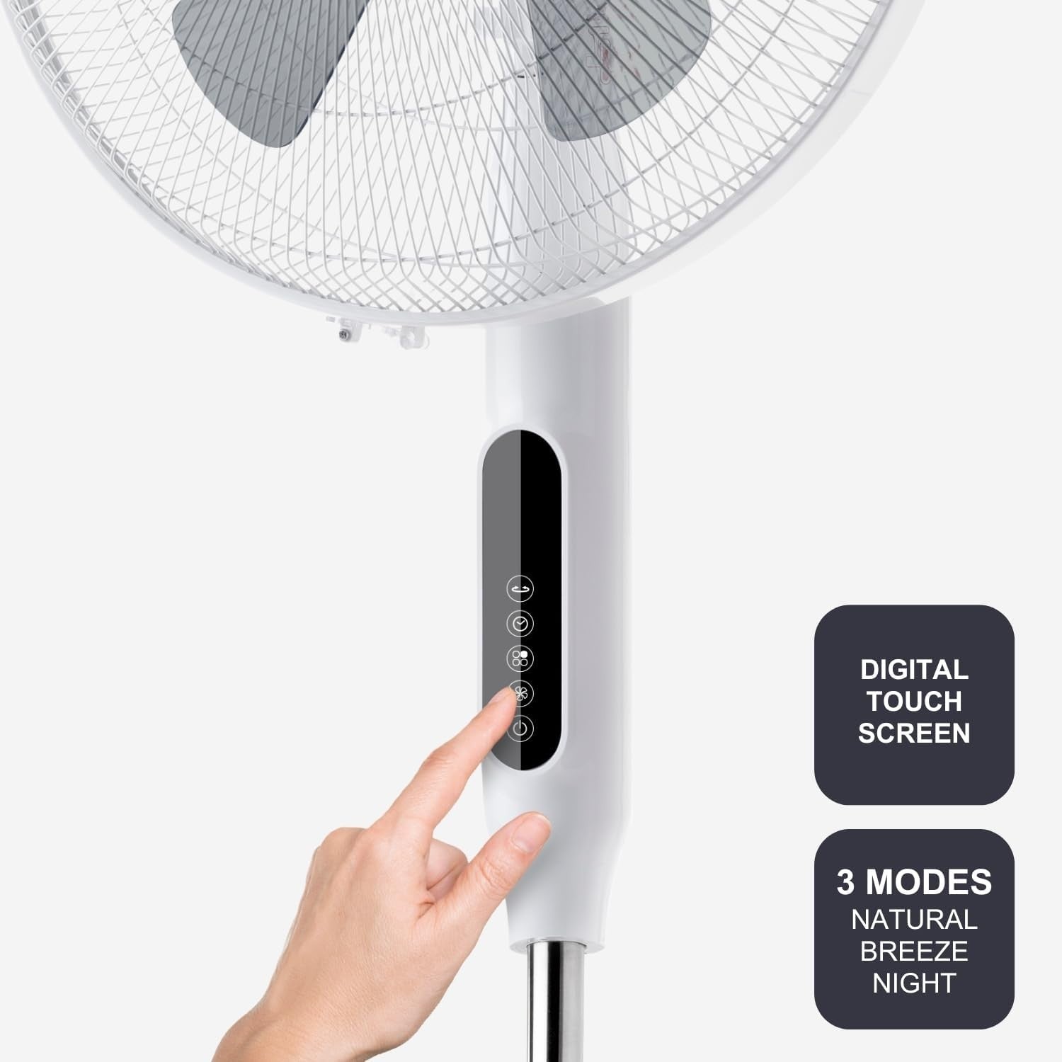 Adjustable Standing Fan – 110–135cm Height 3-Speed Remote w/ Timer Quiet 50W Air